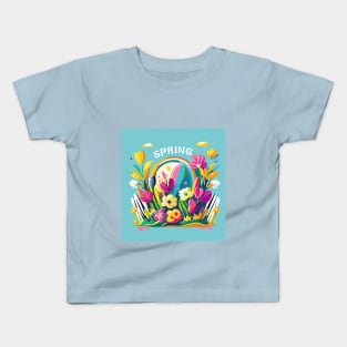 Enchanting Spring Blossoms: Floral Beauty and Graceful Butterflies Art Print Kids T-Shirt